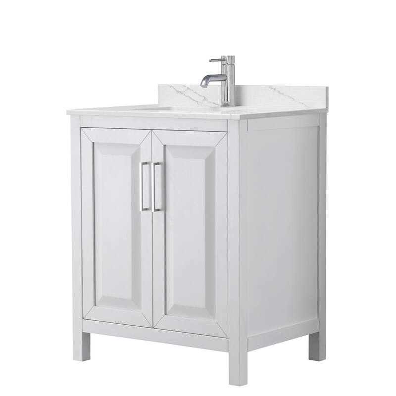 Wyndham Collection WCV252530S-QTZ-UNSMXX Daria 30" Free Standing - White / Giotto Quartz Top / Polished Chrome