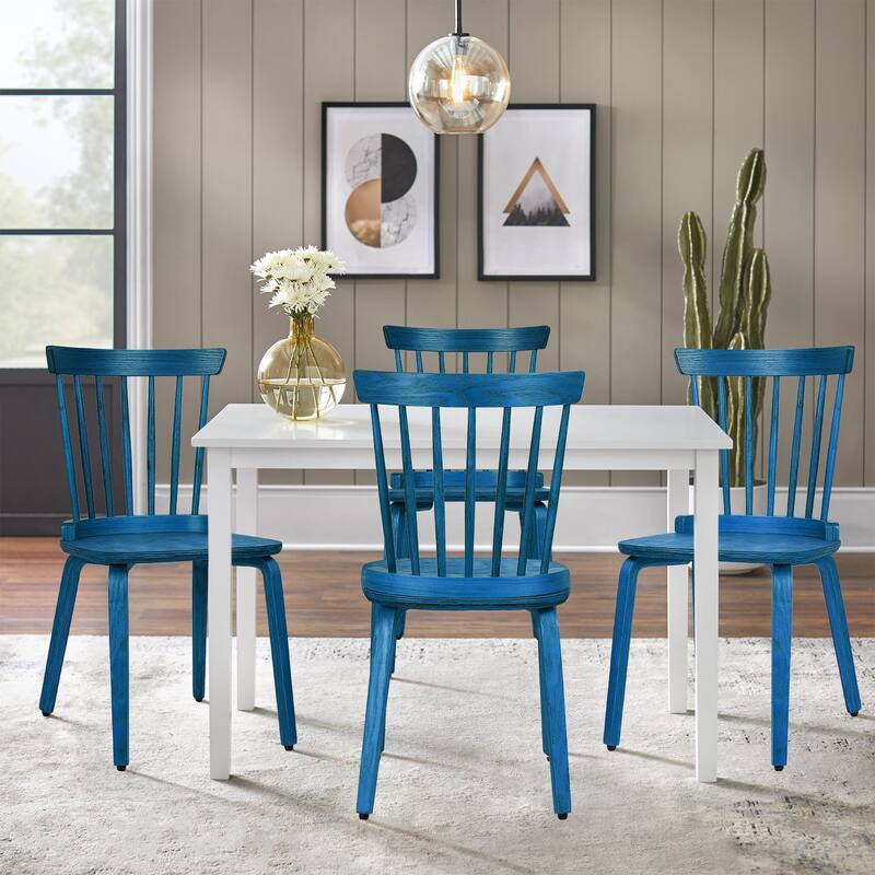 Solid Wood Slat Back Windsor Dining Chairs, Set of 2/4