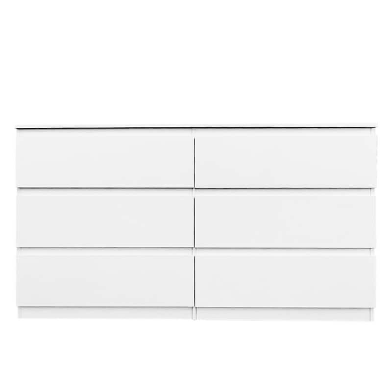 6 Drawer Double Dresser with No Handles