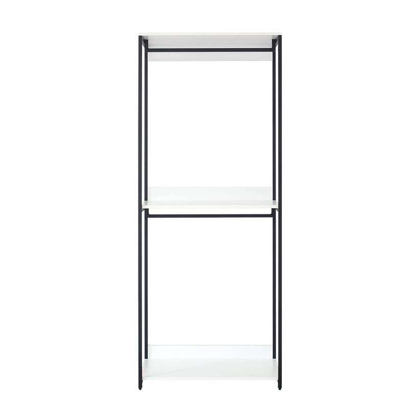 Fiona White Freestanding Walk in Wood Closet System with Metal Frame