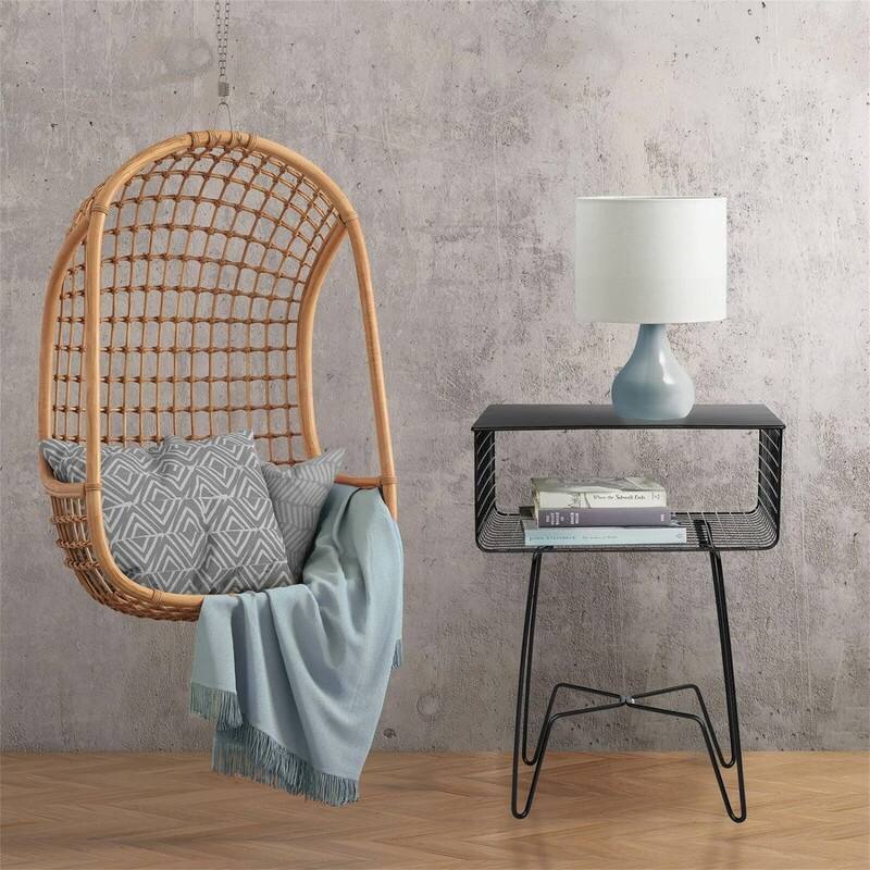 Steel Side Table Nightstand with Storage - 12.75"D x 17.4"W x 22.8"H