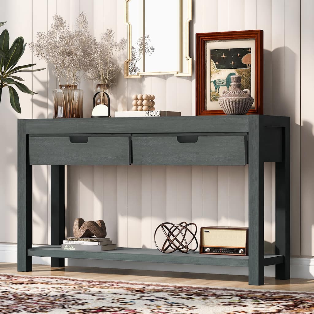 U_STYLE Console Table Entryway Table for Hallway Living Room with 2 Drawers and 1 Shelf
