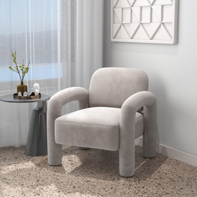 SEYNAR Mid-Century Modern Velvet Upholstered Accent Chair for Living Room
