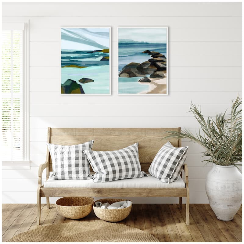 Kate and Laurel Sylvie Ocean Breeze Landscape - 2 Piece Framed Canvas Art Set by Nikita Jariwala