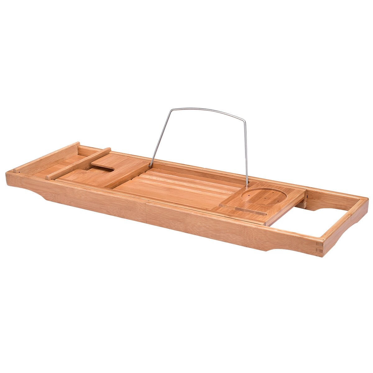 Costway Bamboo Bathtub Caddy Shower Rack Bath Tub Tray Organizer