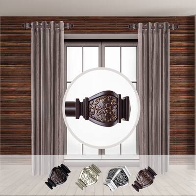 Margot Side Curtain Rod Set - 1" Steel Rod - Adjustable 12-20" - Elegant Resin Finials - 2 Rods - 20