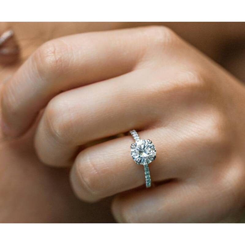 Annello by Kobelli 14k Solid Gold 2 1/10ct TGW Forever One Moissanite and Lab Grown Diamond Tulip Engagement Ring (DEF, VS)