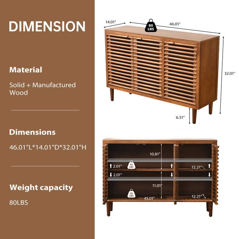 3-Door Storage Cabinet With Adjustable Shelves