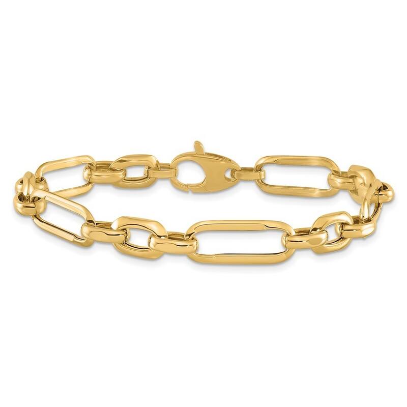 Curata 7.82mm 14k Yellow Gold Polished Fancy Link Bracelet 7.5 Inch