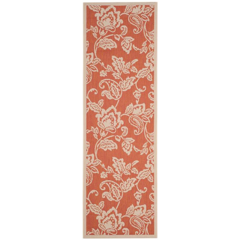 Martha Stewart by SAFAVIEH Highland Lily Indoor/ Outdoor Waterproof Rug - 2'7" x 8'2" Runner - Terracotta/Beige