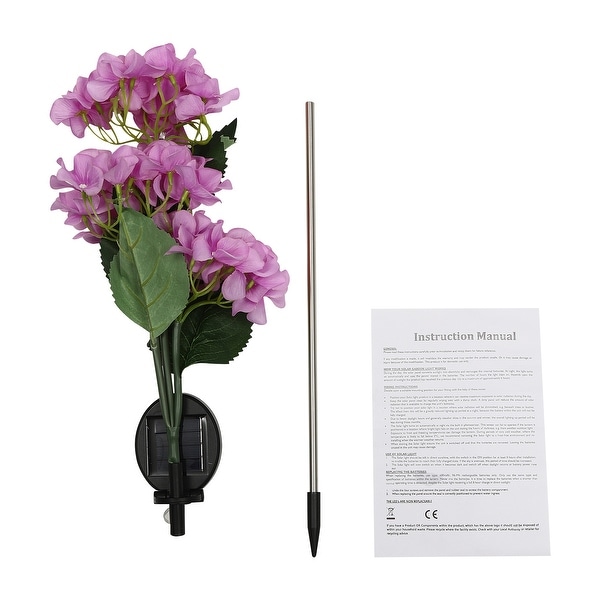 Oukaning Outdoor Hydrangea Flower Solar Garden Lights 1 Piece Purple