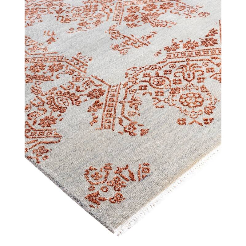 Ikat One-of-a-Kind Hand-Knotted Area Rug, Orange - 8' 1" x 10' 0"