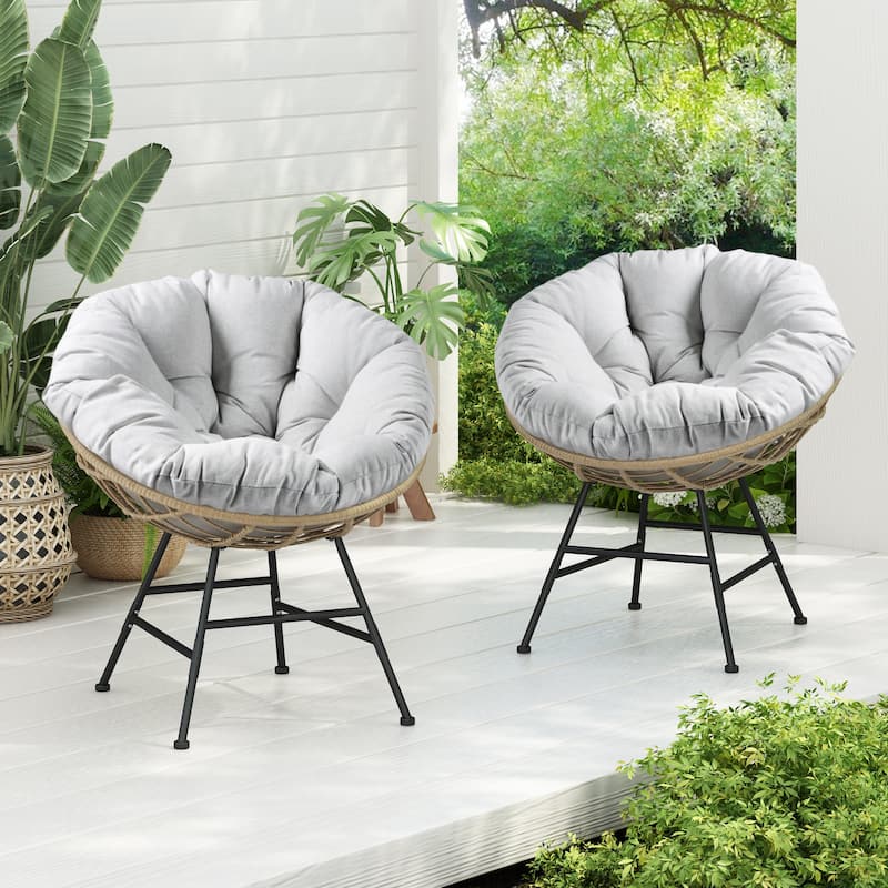 Kauai Palos Outdoor Wicker Lounge Chair With Cushion (Set of 2) by Christopher Knight Home