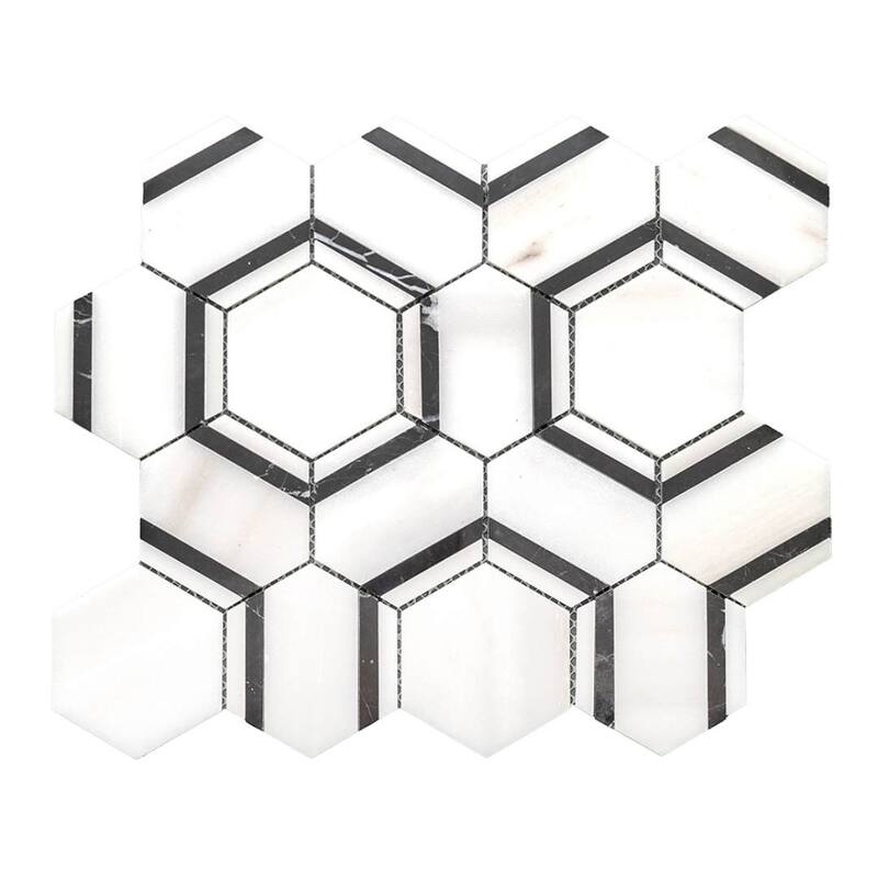 The Tile Life Pelta Orb 13x11 Hexagon Marble Floor, Wall & Backsplash Tile