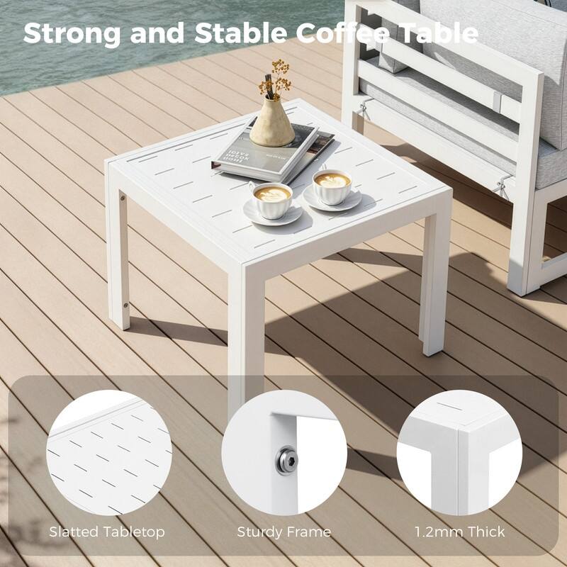 11-Piece Luxury Aluminum Outdoor Furniture Set with Chaise Lounge & Fire Pit Table, 29" Deep Seating Aluminum Patio Sectional