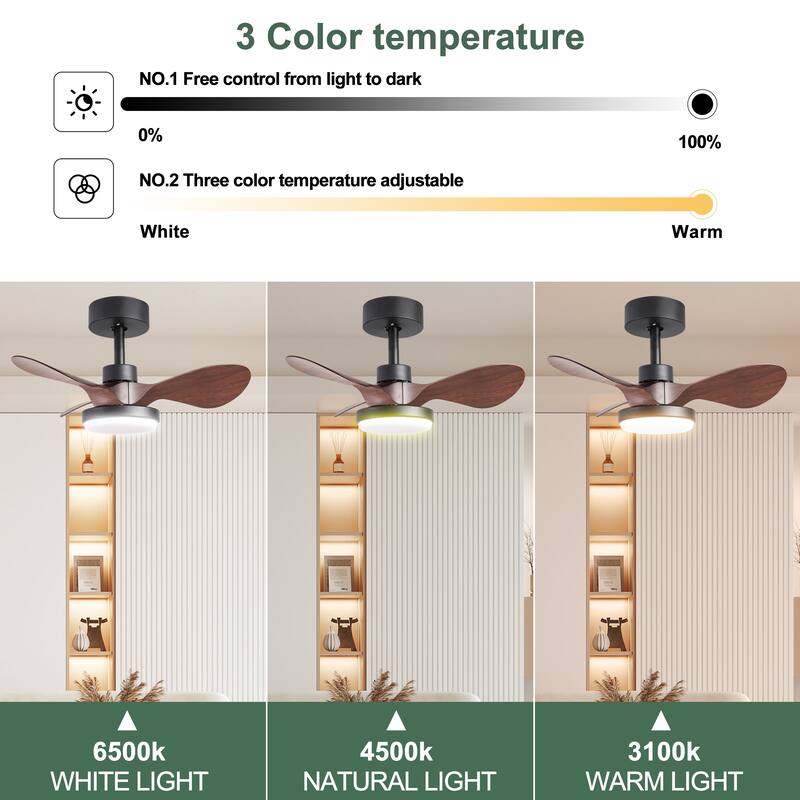 24 Inch Low Profile Ceiling Fan with Lights and Remote/APP Control, Small Reversible Ceiling Fan Light, 6 Speeds Quiet DC Motor