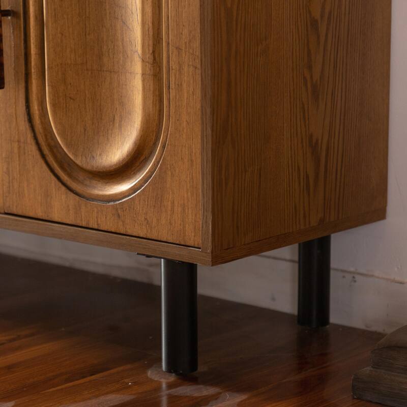 Wood Sideboard Buffet Cabinet with Storage and Adjustable Shelf