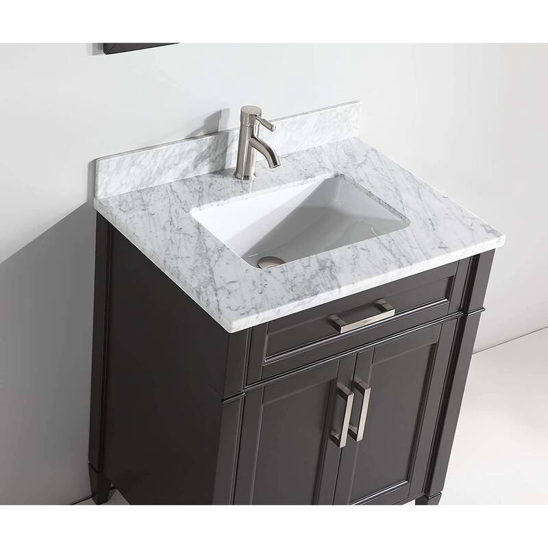 Vanity Art 30-Inch Single Sink Bathroom Vanity Set Carrara Marble Stone Top Soft Closing Doors Undermount Sink with Free Mirror