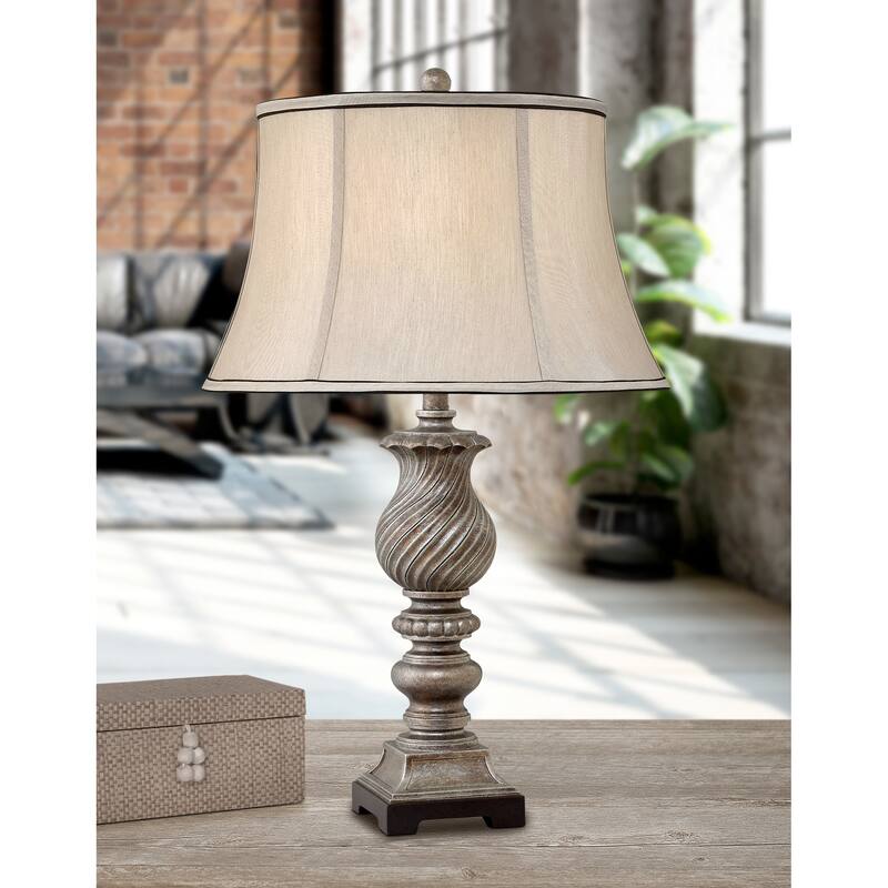 Mulinello Table 30 in. Aged Silver with Black Table Lamp