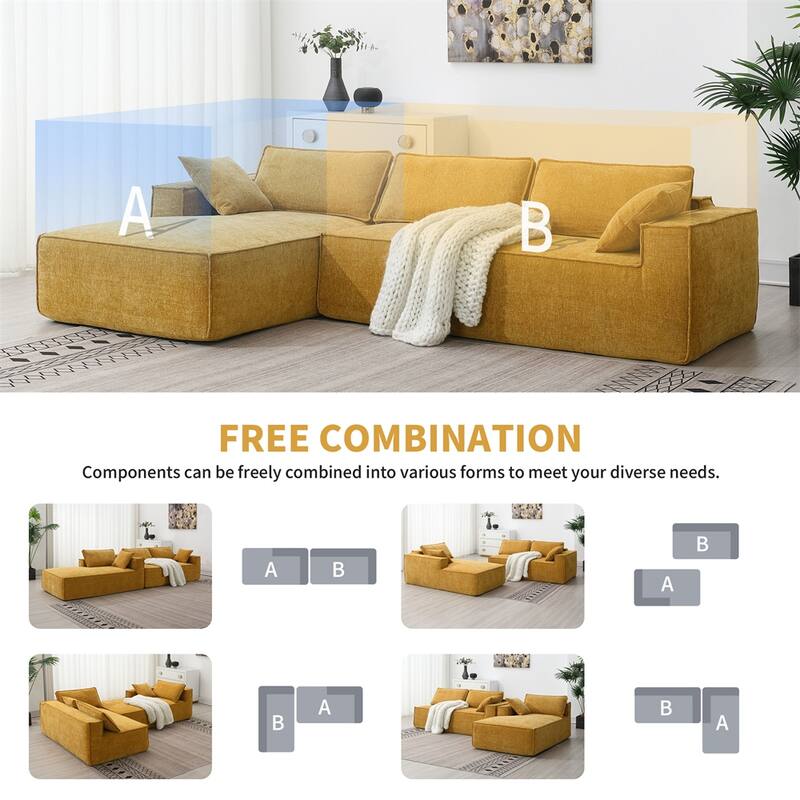 Minimalist Style Modular Sectional Sofa,L-Shaped Compressed Sofa