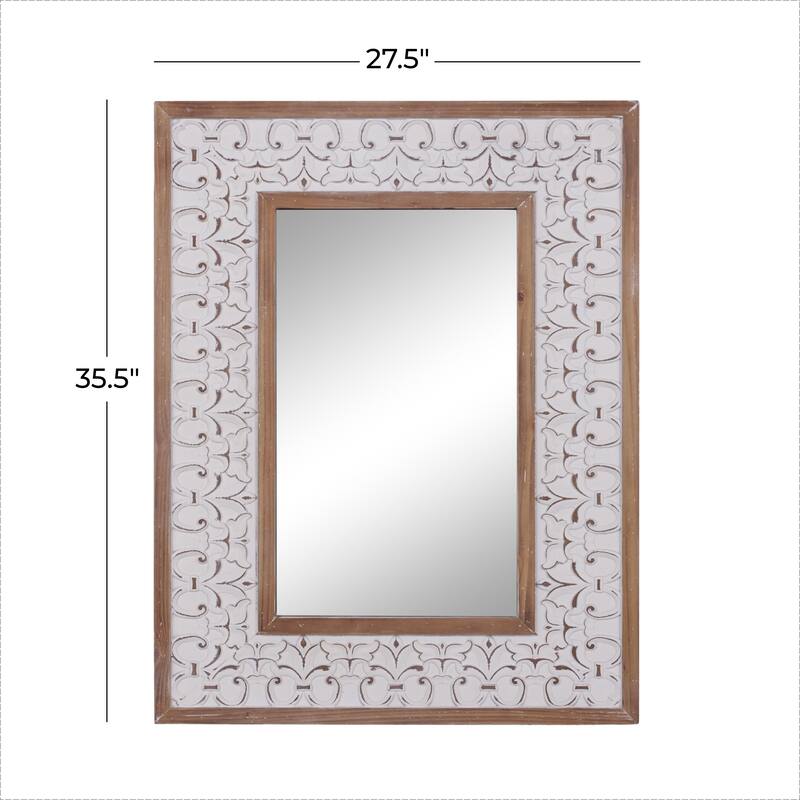 Wooden Wall Mirror - White - Roche River Decor