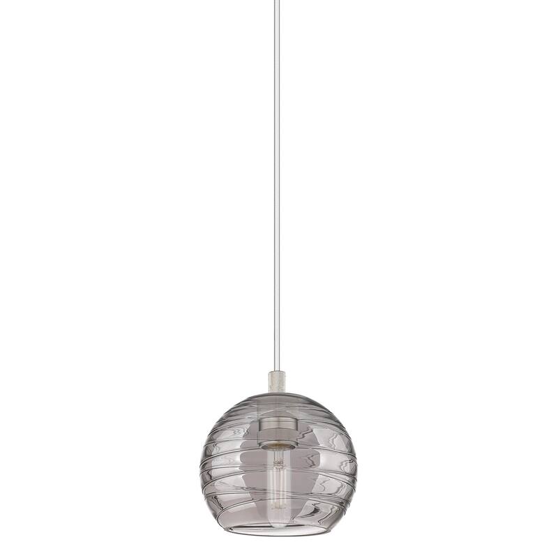 Innovations Lighting 434-1P-8-6 Crown Point Pendant Crown Point 6" - Satin Nickel / Light Smoke Deco Swirl