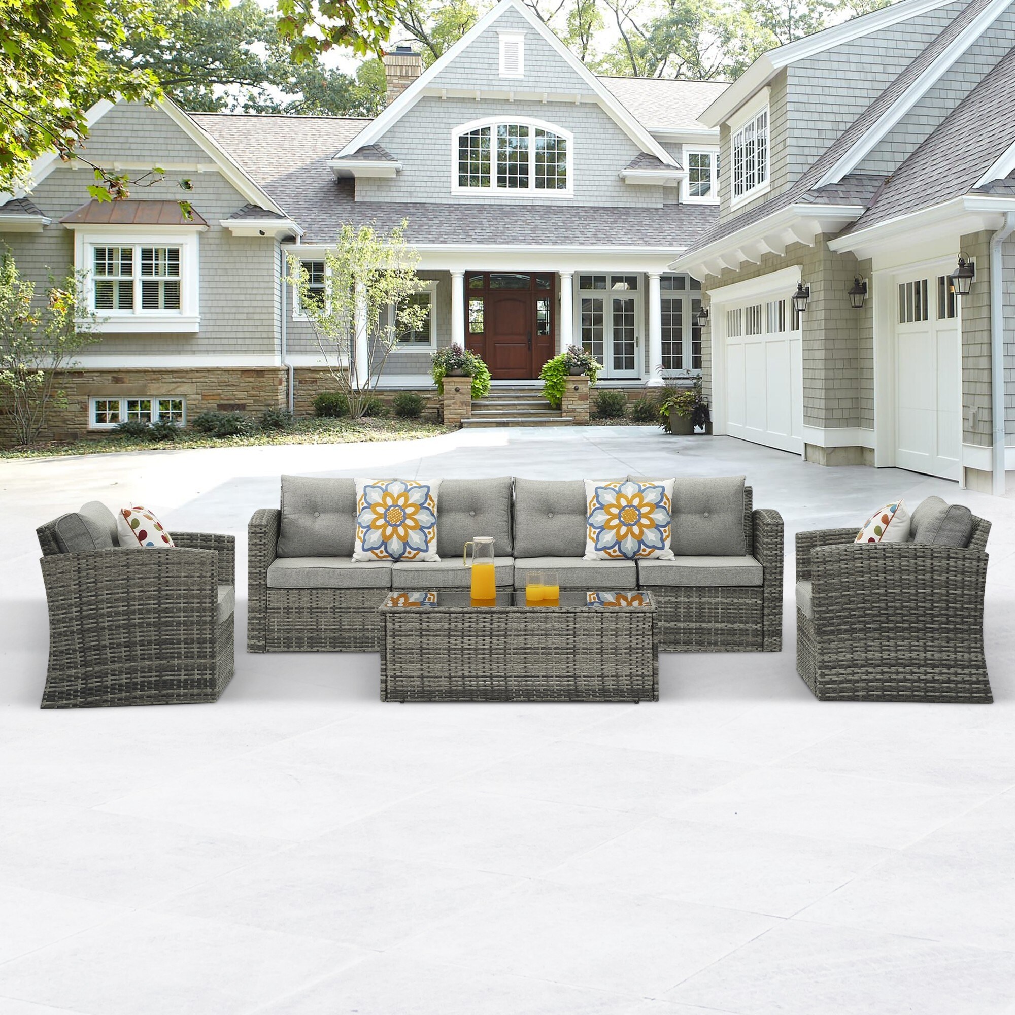 Royalcraft 7 Piece PE Rattan Wicker Outdoor Patio Furniture Set