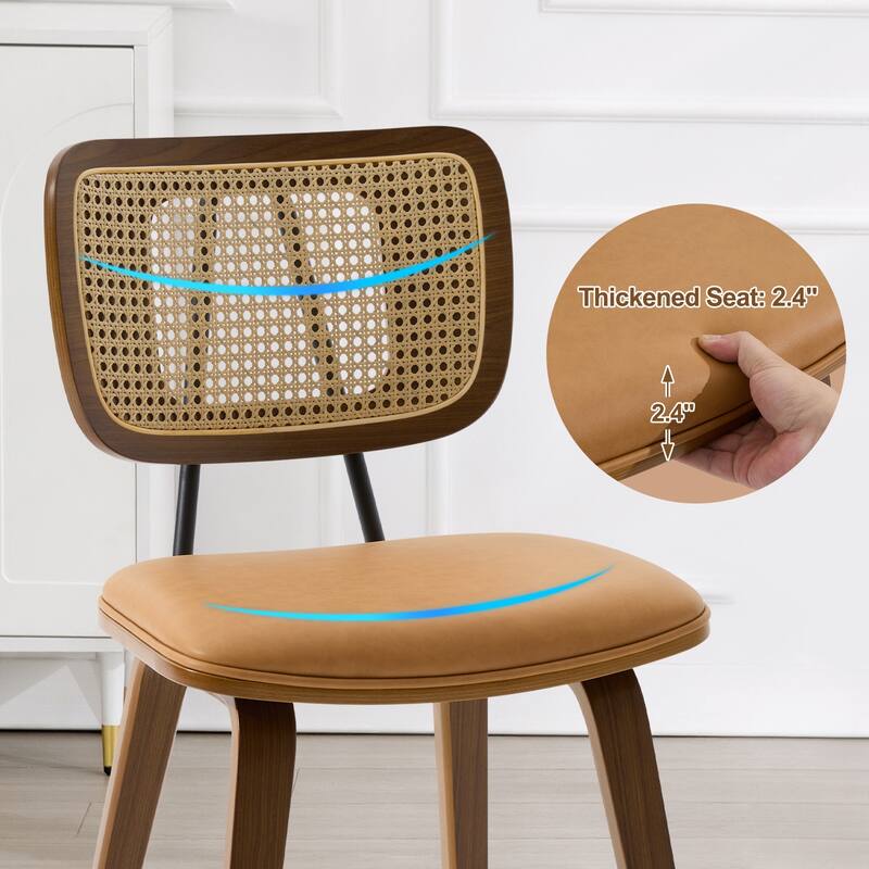 Faux Leather Upholstered Dining Chairs Set of 2/4 with Wood Legs - 32.3"H x 18.5"W x 21.8"D