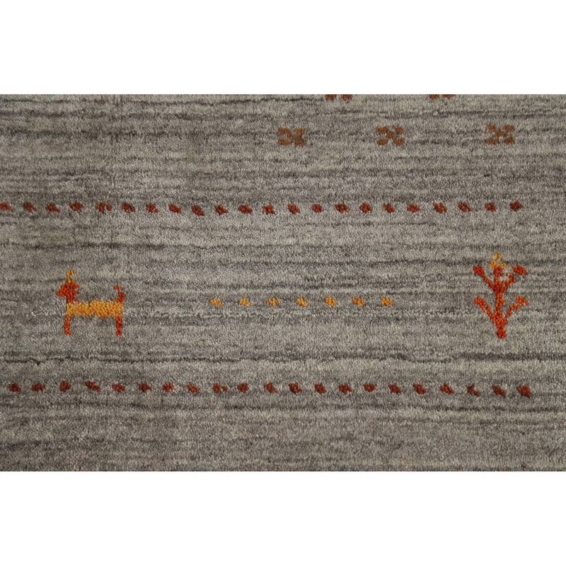 Hand Knotted Oriental 100% Wool Carpet Tribal Tribal Greys & Charcoal Gabbeh Area Rug - 9' 10'' X 7' 10''