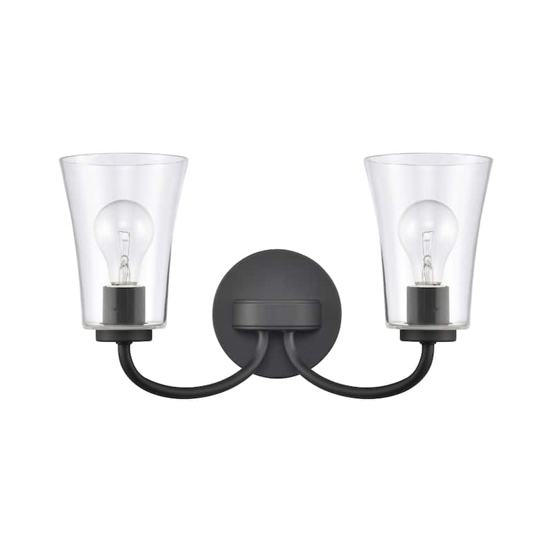 Elk Home Emily Black With Clear Glass Bell Shade 2 Light Vanity Light