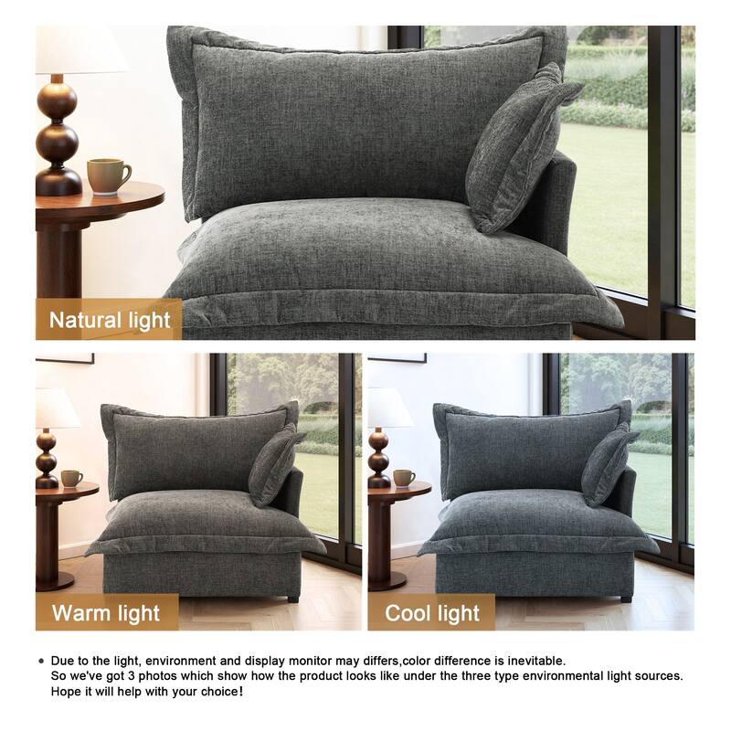 40"W Oversized Upholstered Chenille Comfy Cloud Corner Accent Chair