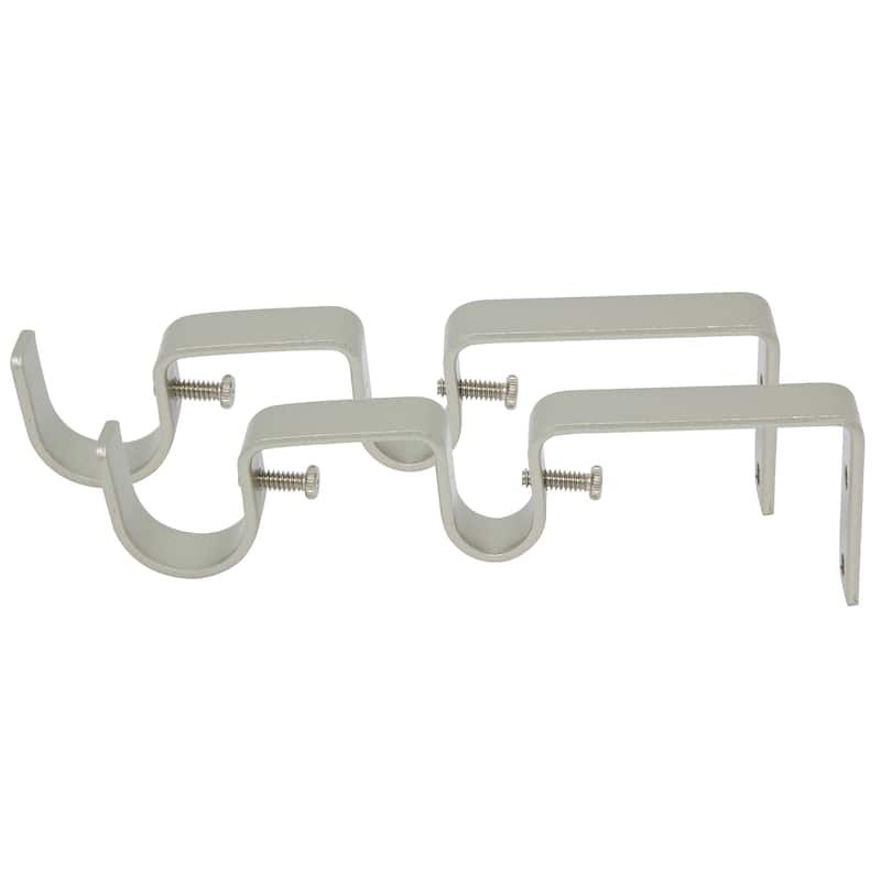Meriville Double Curtain Rod Bracket - Designed for 1" Frond Rod and 5/8" Back Rod Double Drapery Rod - Pewter - For 1" and 5/8" Rod