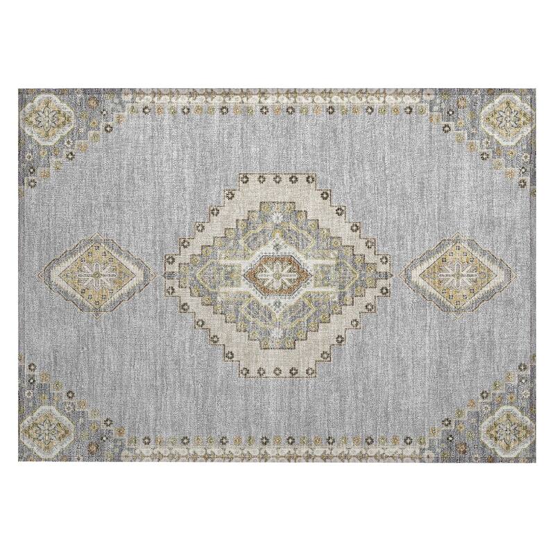 Machine Washable Indoor/ Outdoor Boho Traditional Chantille Rug
