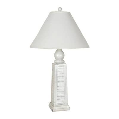 29" Shutter Table Lamp with Shade, Cream (Set of 2)