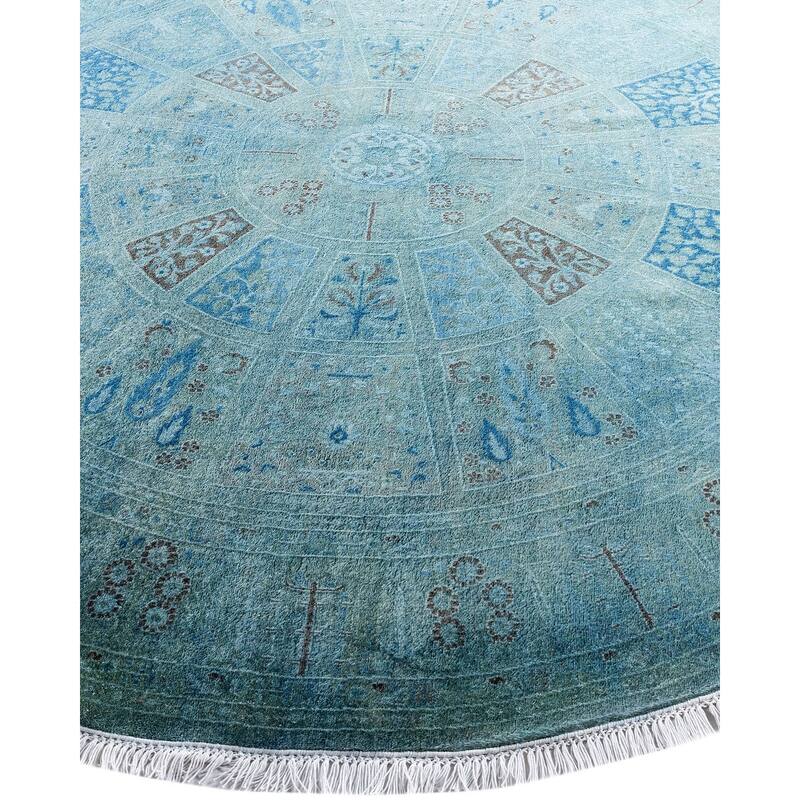 Contemporary Overdyed Wool Hand Knotted Round Area Rug - 6' 1" x 6' 1"