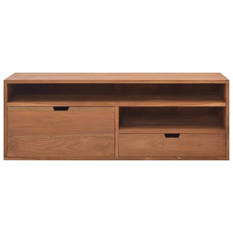 vidaXL TV Cabinet 43.3"x11.8"x15.7" Solid Teak Wood - 43.3" x 11.8" x 17.7" - 43.3" x 11.8" x 17.7"