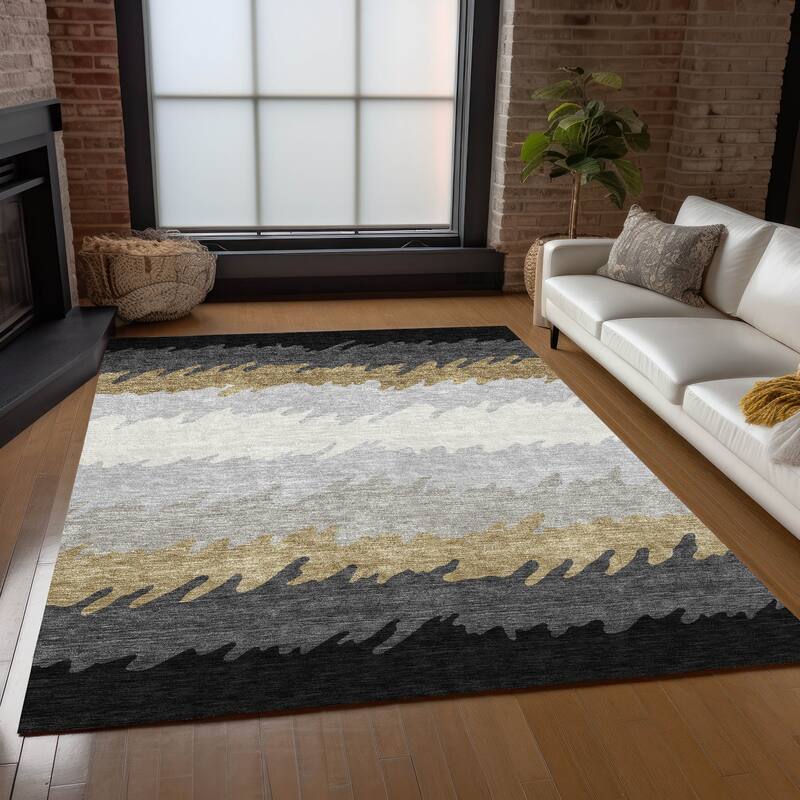 Machine Washable Indoor/ Outdoor Chantille Abstract Ombre Rug