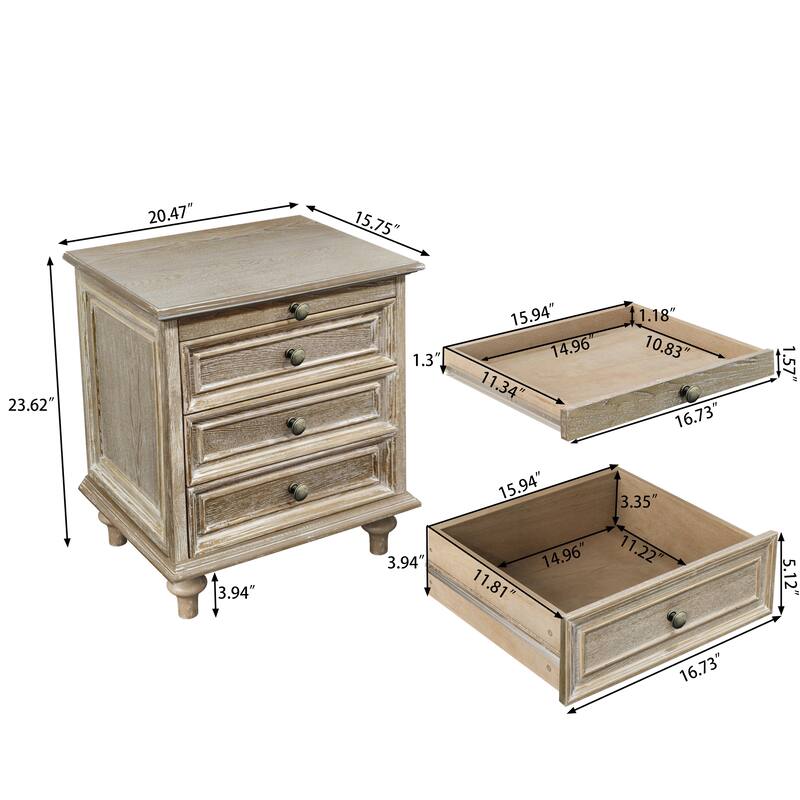 GDFStudio Vespertine Solid Wood 4-Drawer Nightstand with Pull-Out Tray