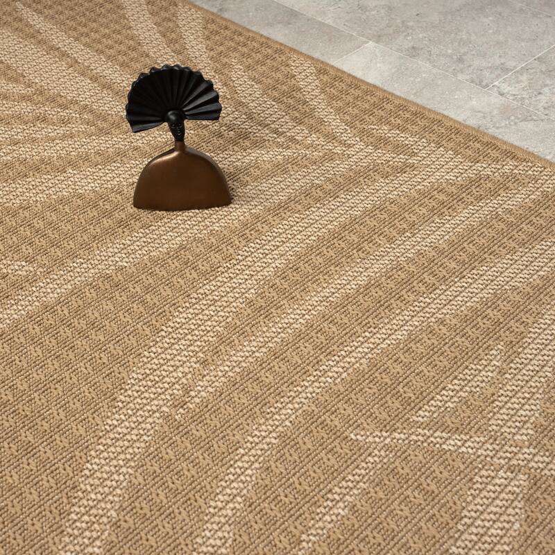 Abani Rugs Patio PAT120A Outdoor Tropical Leaf Cream Beige Area Rug