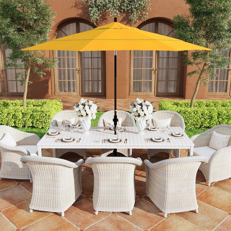 California Umbrella 11-Foot Round Aluminum, Crank Open Collar Tilt Patio Umbrella, Sunbrella Fabric - Sunflower Yellow
