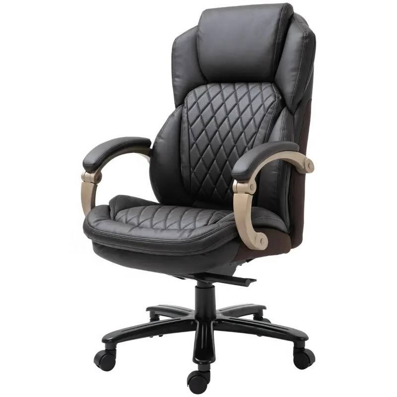 Big and Tall Diamond Stitch Executive Office Chair 350 lbs Capacity Adjustable Height Ergonomic Faux Leather with Swivel