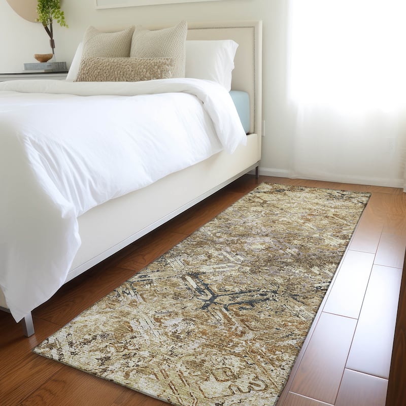 Machine Washable Indoor/ Outdoor Chantille Distressed Diamonds Rug