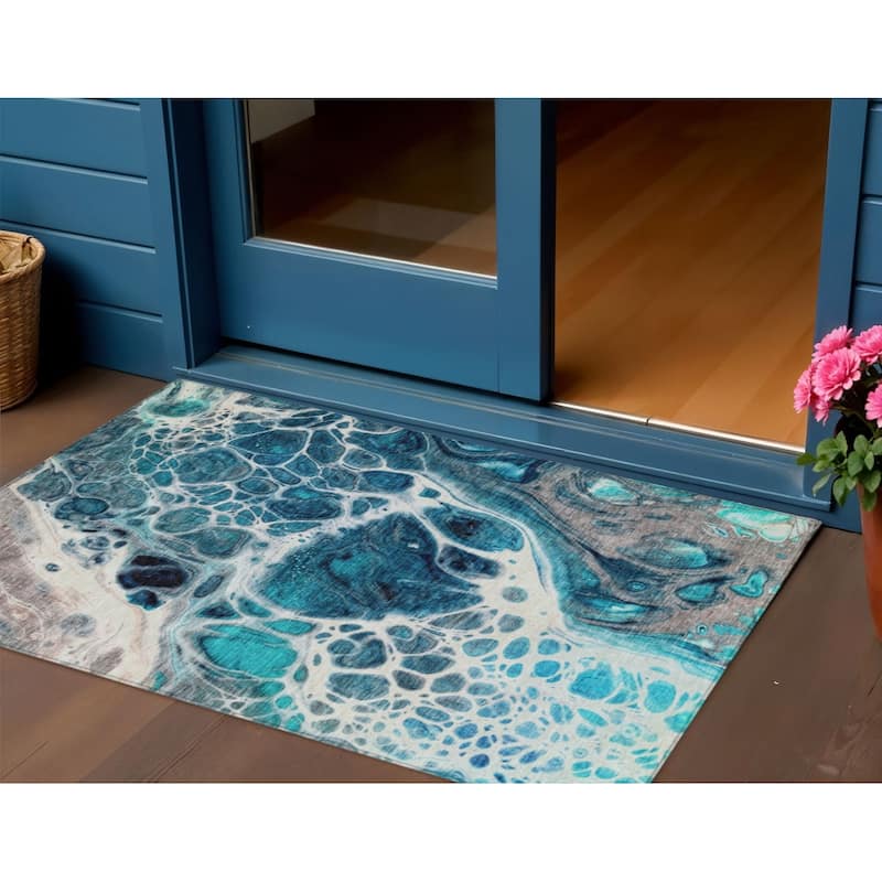 HomeRoots Nautical Transitional Rectangle Outdoor Rug - 3' x 5'
