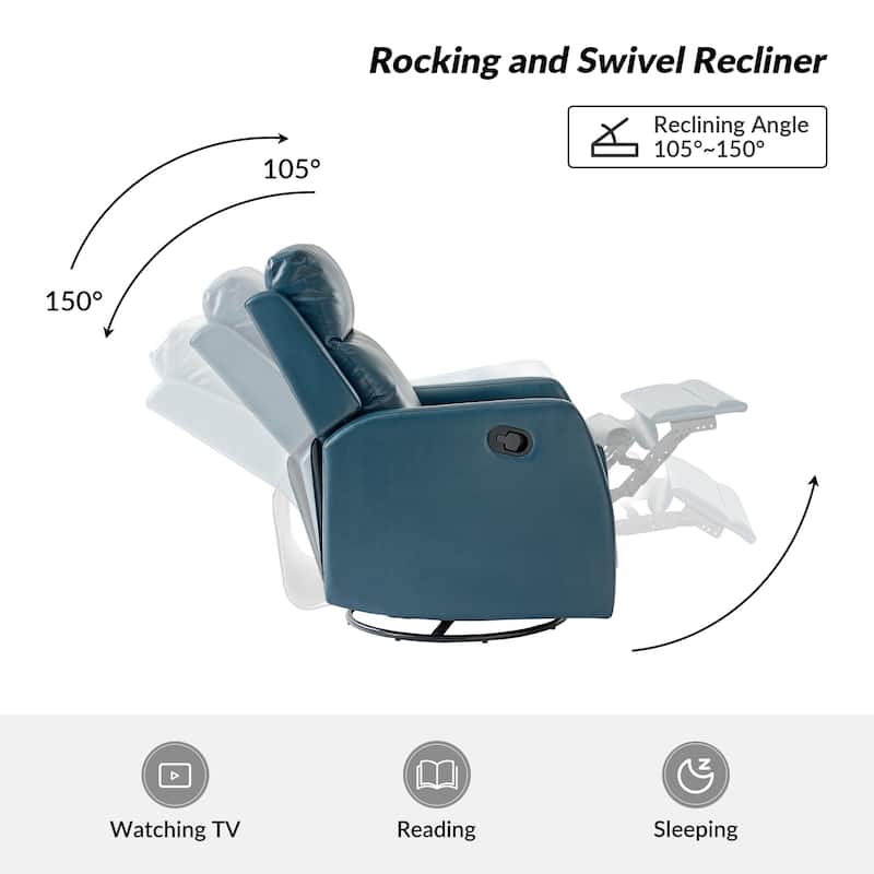 Esteban Modern Faux Leather Manual Rocking Swivel Recliner with Wingback Set of 2