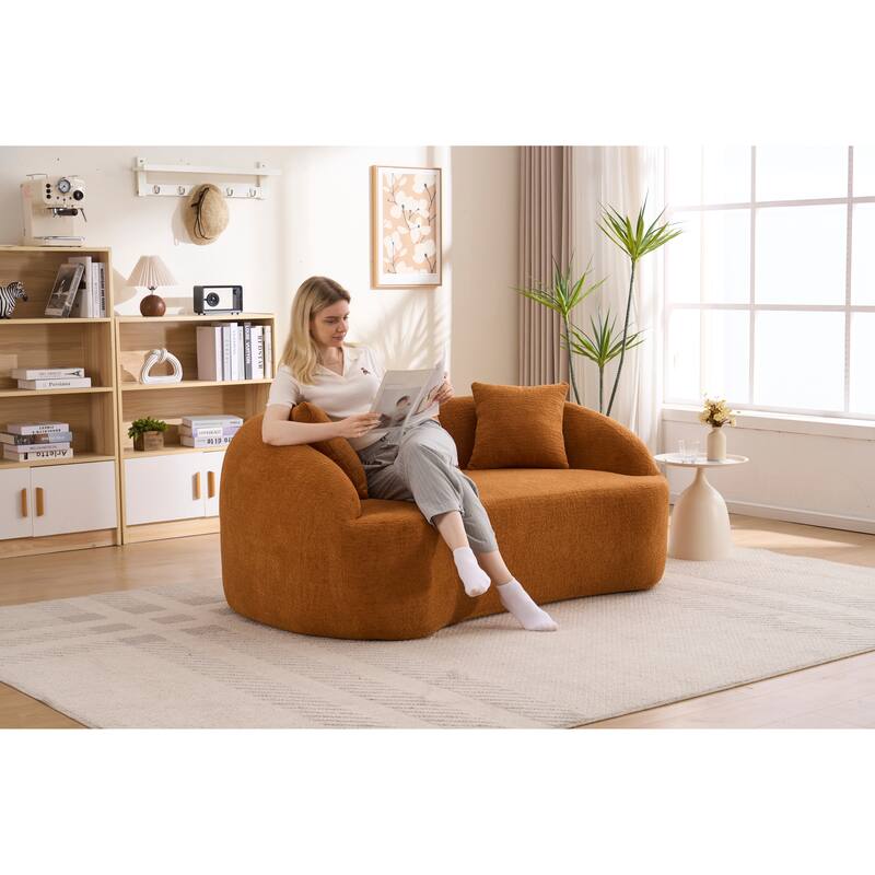 LY-049S Curved Modern Boneless Sofa Loveseat, Backrest Upgrade