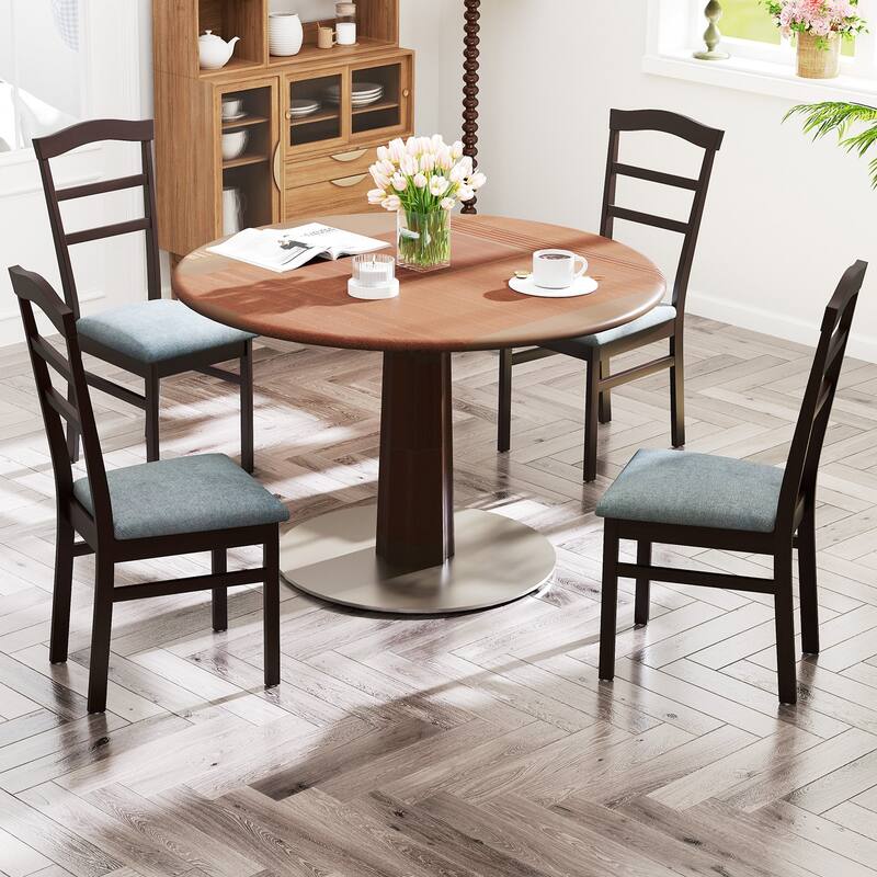 Gymax Modern Dining Chairs Set of 4 w/ Rubber Wood Frame Hollowed