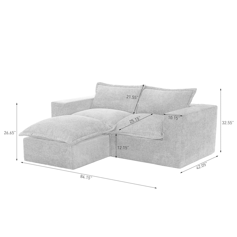Chenille L-Shaped Modular Sectional Sofa Comfy Cloud Couch For Living Room
