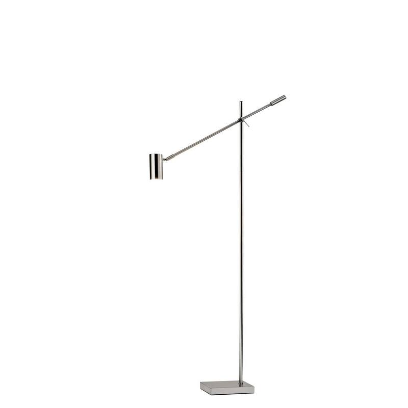 Brushed Steel Metal Floor Lamp Tilt Arm LED Task Light