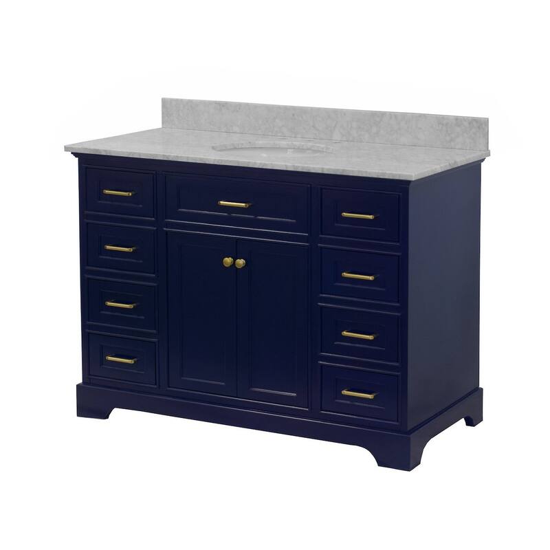 KitchenBathCollection Aria 48" Bathroom Vanity with Carrara Marble Top