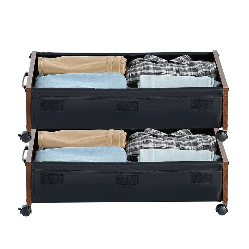 2-Pack Under Bed Storage Boxes with Label Slots Wheels and Clear Lid Fits Clothes Shoes Toys - 25.6 x 18.1 x 7.1 inch